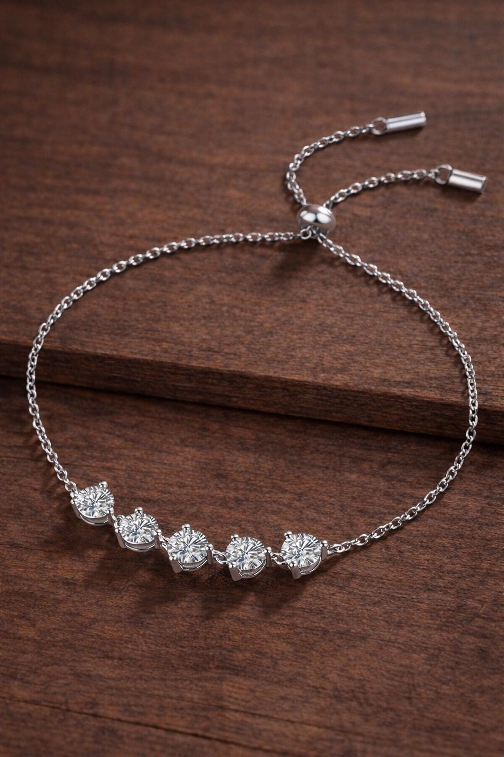 925 Sterling Silver Moissanite Bracelet, Minimalist Dainty Chain Jewelry
