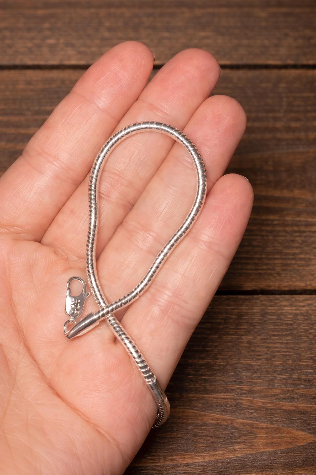 925 Sterling Silver Snake Chain Bracelet, Minimalist Elegant Jewelry, Adjustable 16-23cm