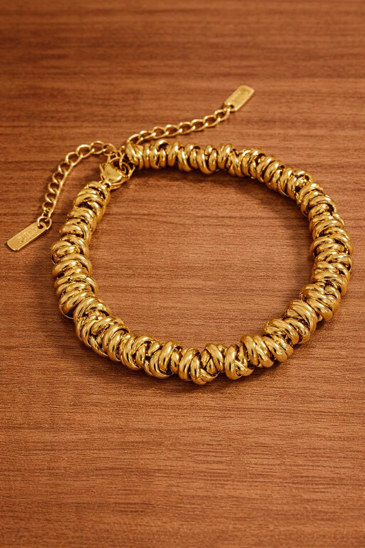 18K Gold Plated Stainless Steel Vintage Twist Chain Bracelet, Braided Jewelry