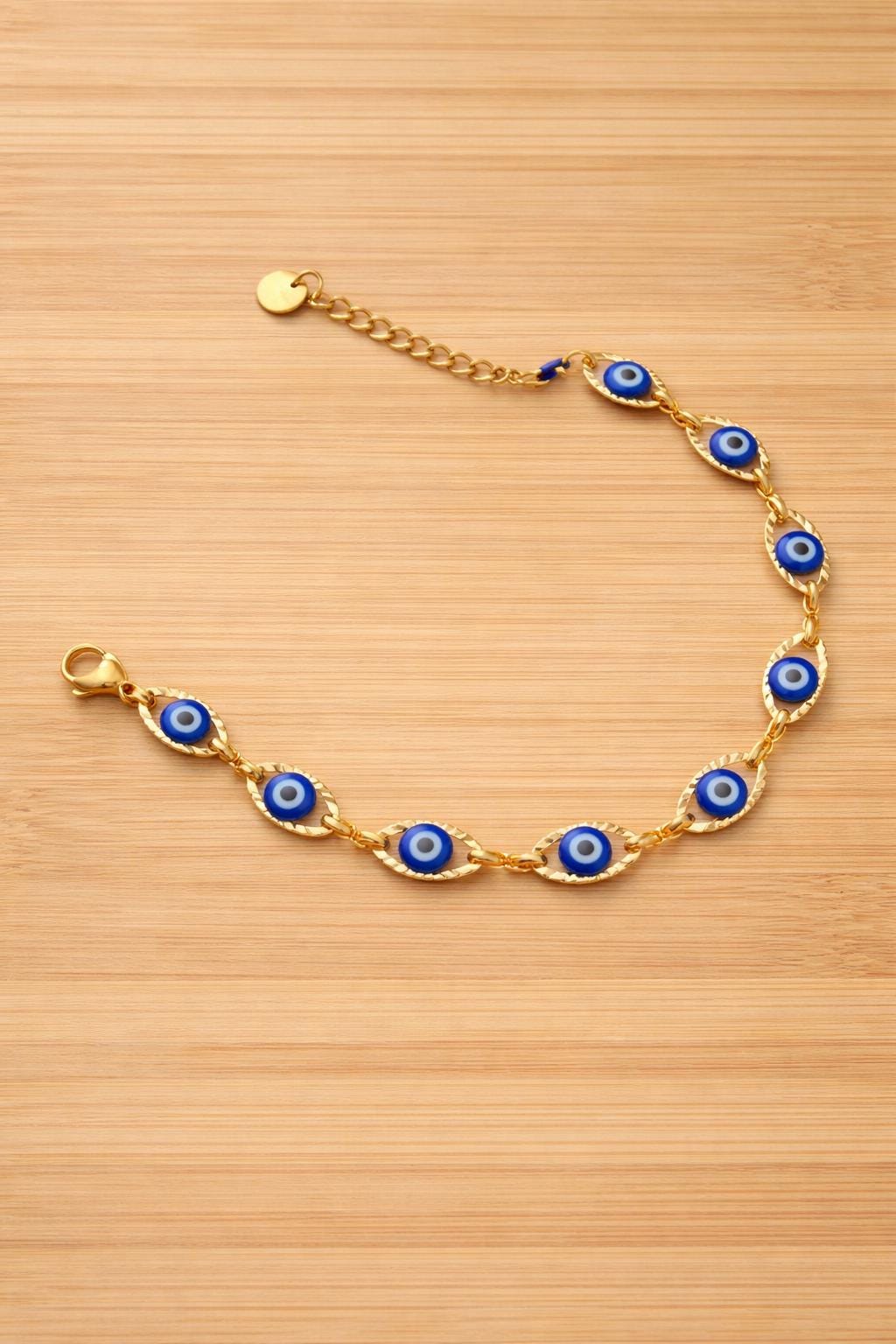 Mazuer Navy Evil Eye Tennis Bracelet, Minimalist Stainless Steel Jewelry, Vintage Elegant Protection