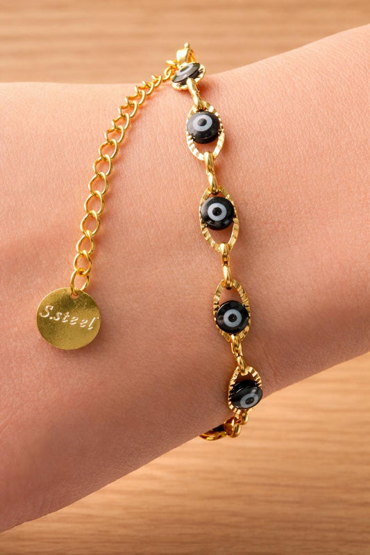Mazuer Navy Evil Eye Tennis Bracelet, Minimalist Stainless Steel Jewelry, Vintage Elegant Protection