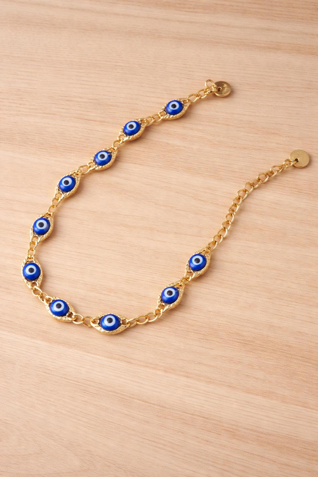Mazuer Navy Evil Eye Tennis Bracelet, Minimalist Stainless Steel Jewelry, Vintage Elegant Protection
