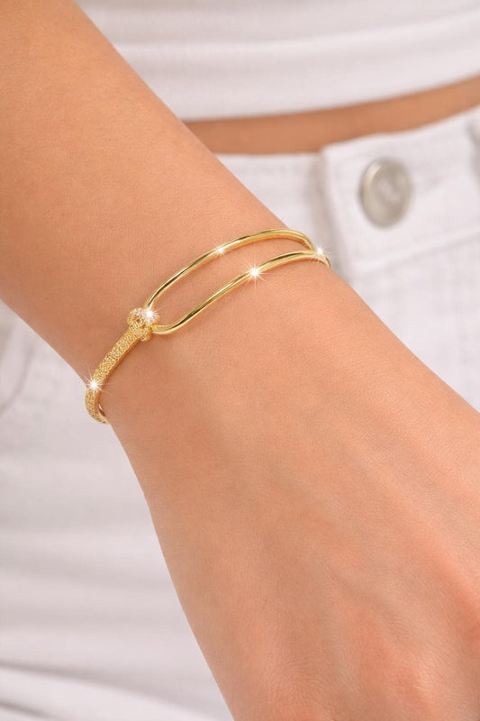 925 Sterling Silver Double Layer Knot Bracelet, Minimalist Snake Chain Jewelry