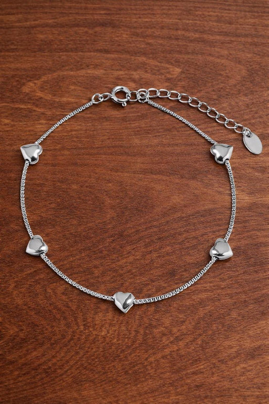Sterling Silver Heart Bracelet, Vintage Elegant Minimalist Jewelry