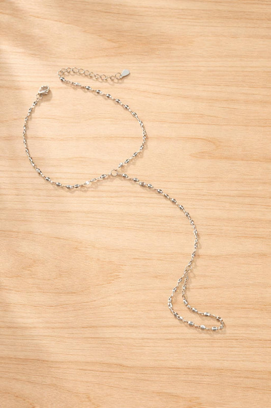 Sterling Silver Chain Ring Bracelet, Minimalist Hand Chain Jewelry