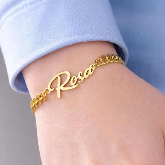Custom Name Bracelet Stainless Steel Personalized Adjustable Chain Jewelry