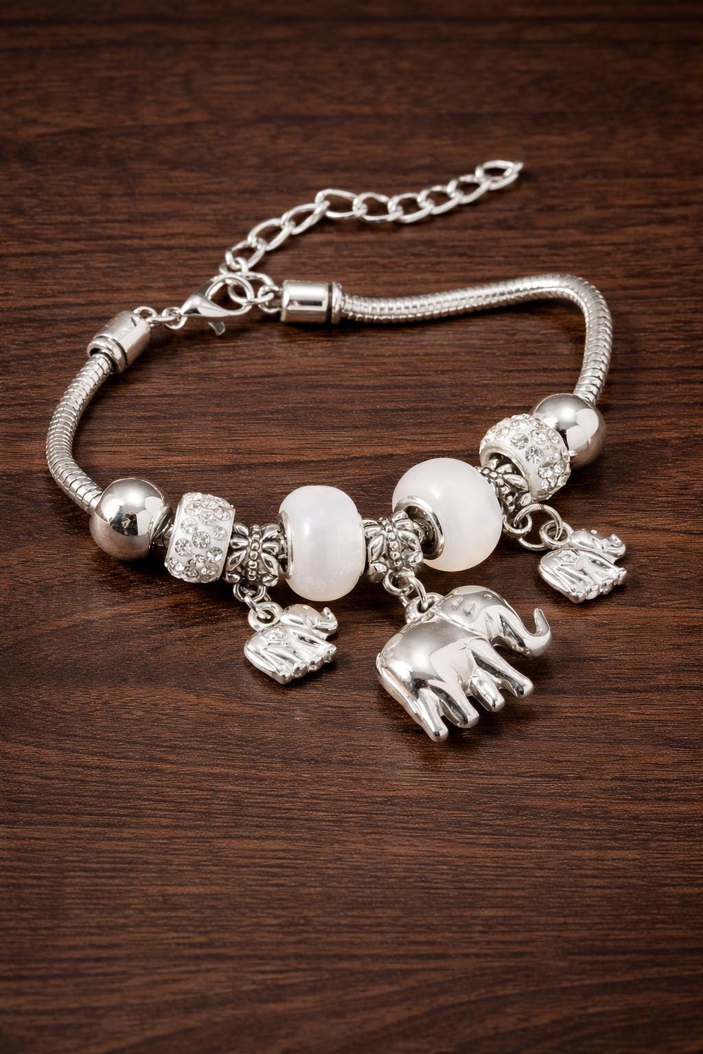 Heart Charm Bracelet, Animal Flower Pendant, Stainless Steel Elegant Jewelry