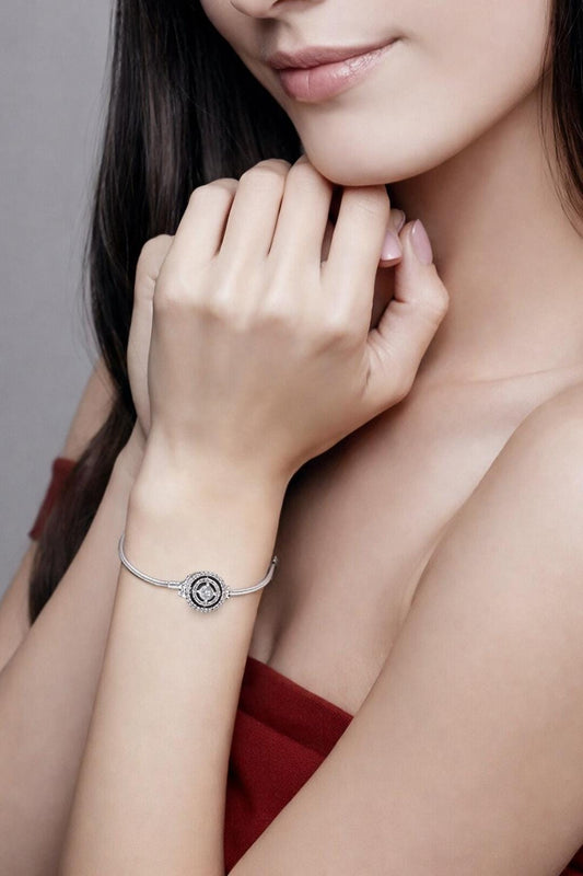 Sterling Silver Snake Chain Bracelet with Star Zirconia Charm, Minimalist Jewelry