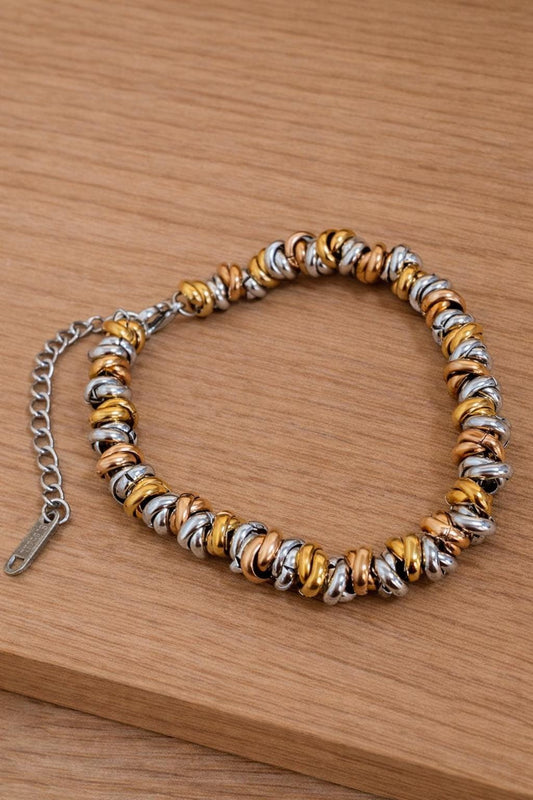 18K Gold Plated Stainless Steel Vintage Twist Chain Bracelet, Braided Jewelry