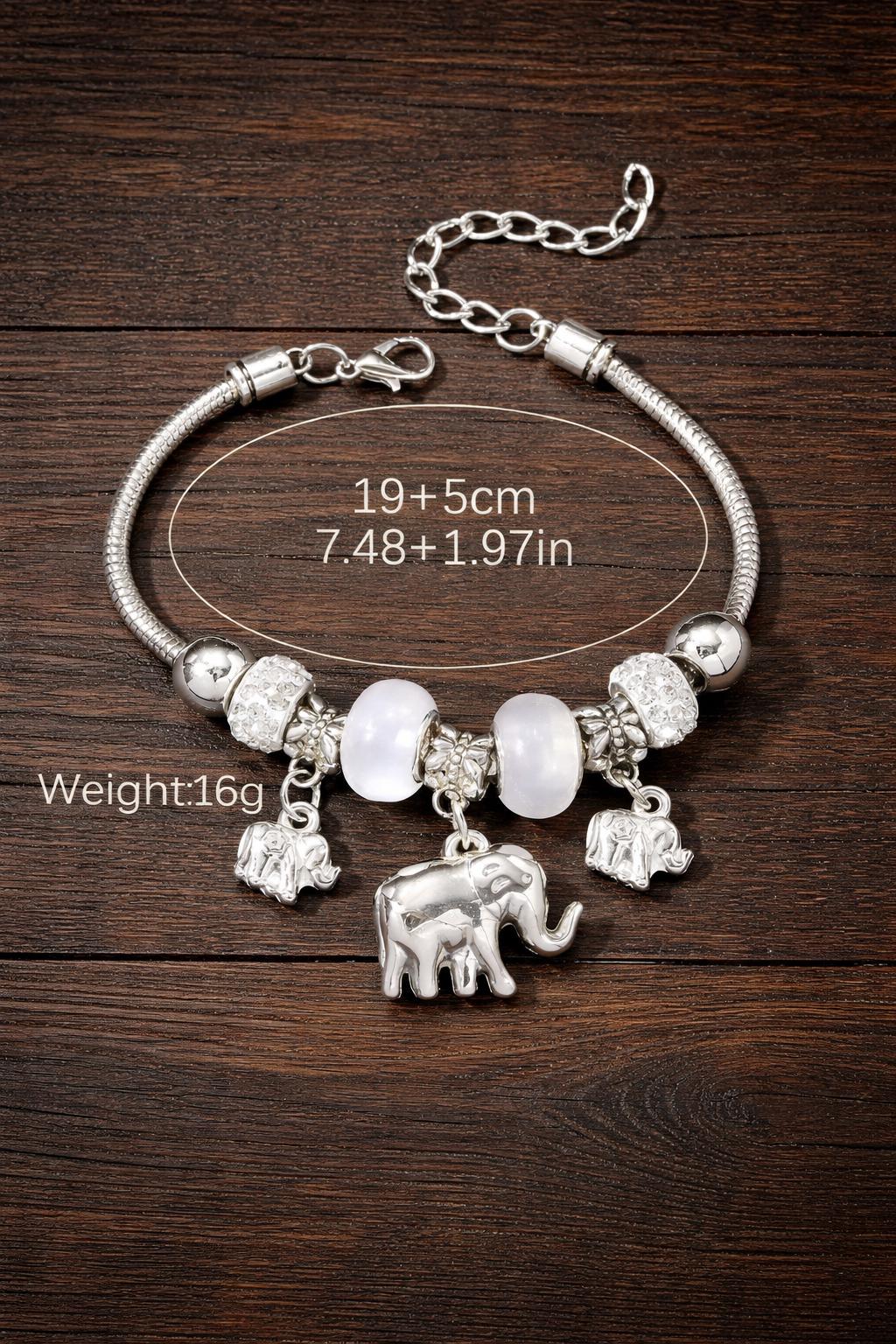 Heart Charm Bracelet, Animal Flower Pendant, Stainless Steel Elegant Jewelry
